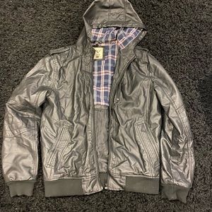 Faux Leather Black zip up jacket By Nevada